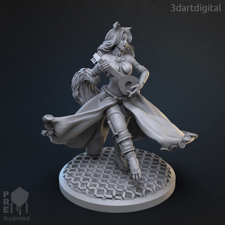 Krista Caterwaul - Catfolk Bard - Unpainted Miniature