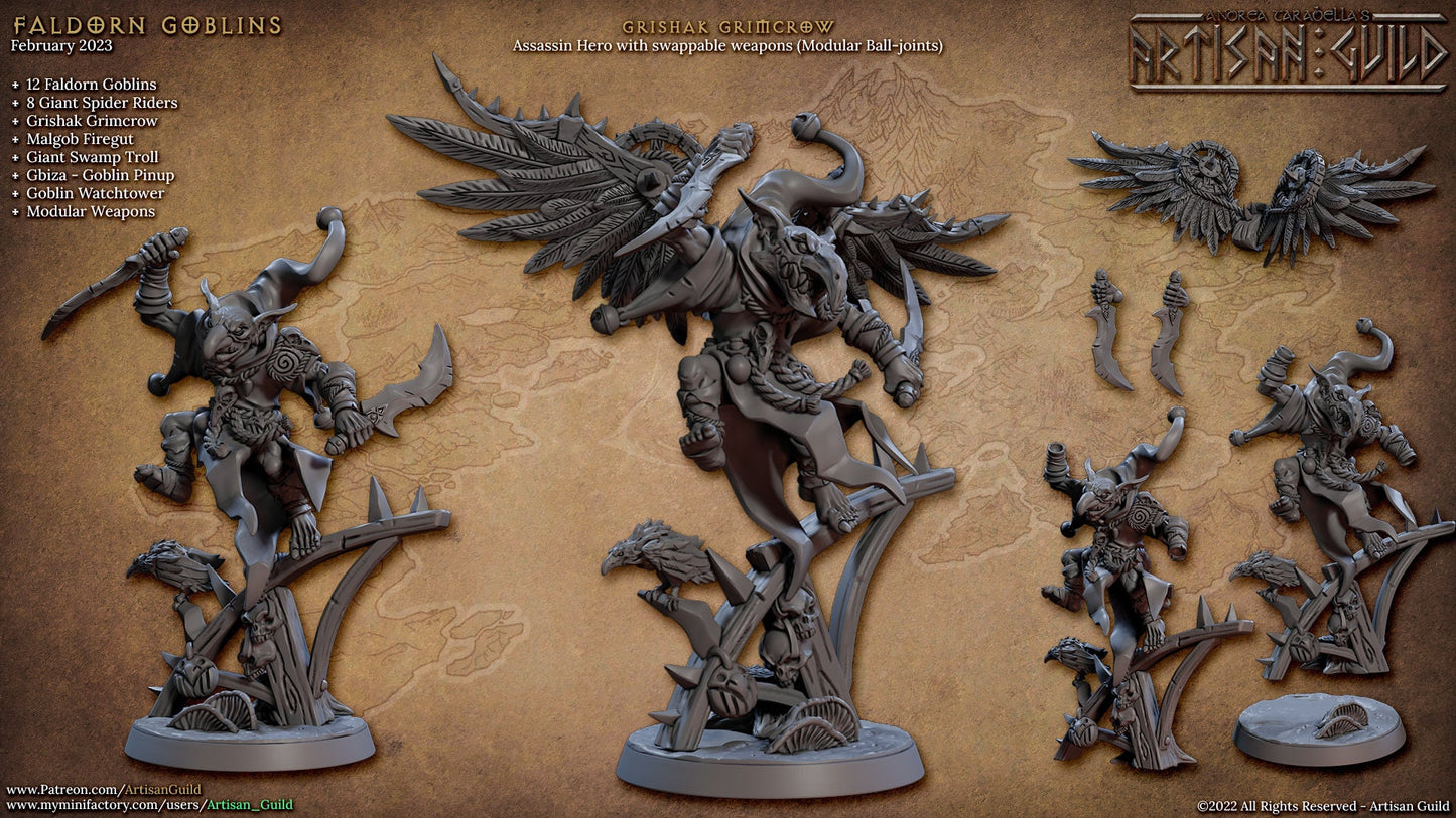 Grishak Grimcrow - Faldorn Goblins - Unpainted Miniature