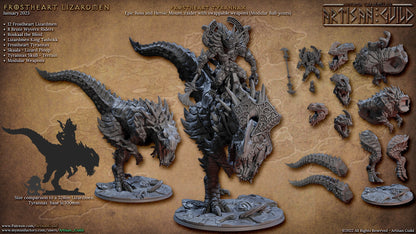 King Tashokk on Tyrannax - Frostheart Lizardmen - Unpainted Miniature