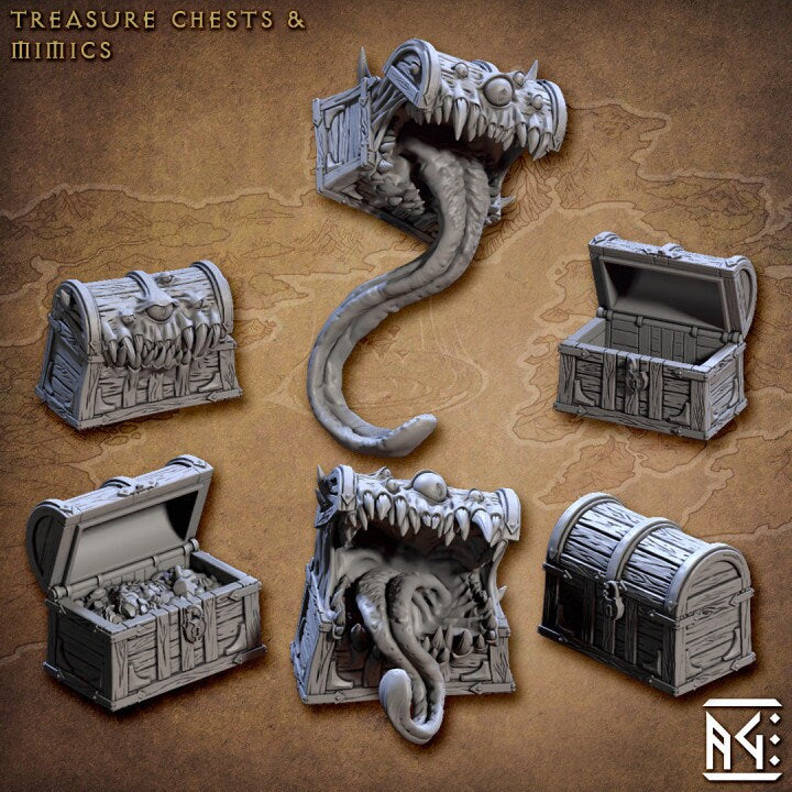 Treasure Chest Mimic Set - Unpainted Miniature