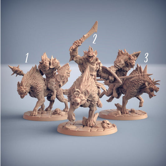 Gnoll Hyena Rider - Bonegnasher Gnolls - Unpainted Miniature