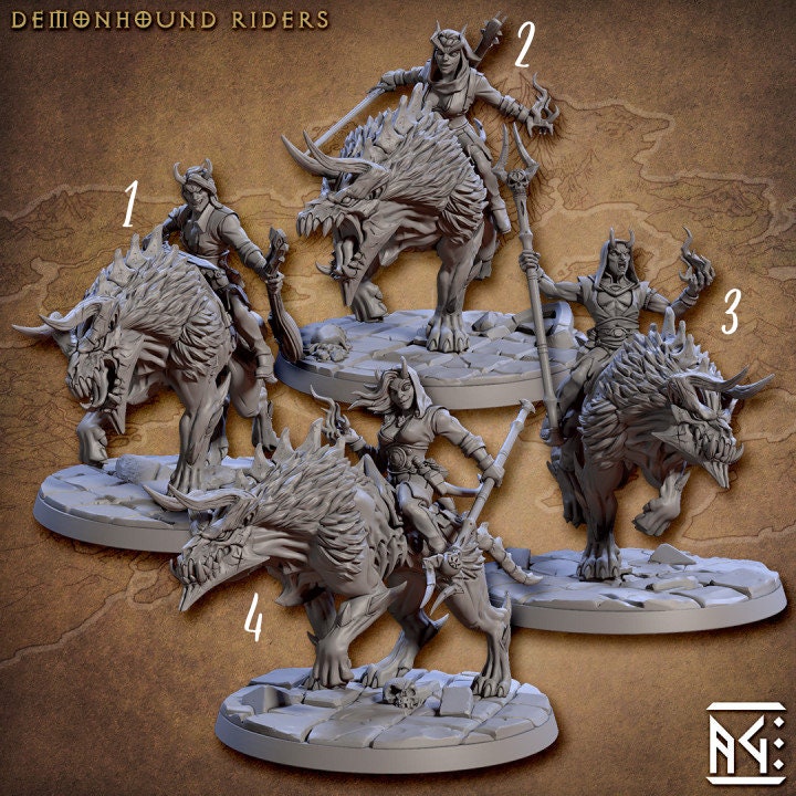 Baal's Demonhound Riders - City of Intrigues Set - Unpainted Miniature