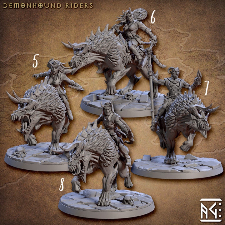 Baal's Demonhound Riders - City of Intrigues Set - Unpainted Miniature