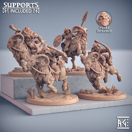 Dwarf Ram Riders - Dwarven Mountaineers of Skutagaard - Artisan Guild - Unpainted Miniature