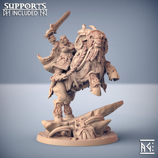 Gerta on Lok-Ghobar - Dwarven Mountaineers of Skutagaard - Artisan Guild - Unpainted Miniature