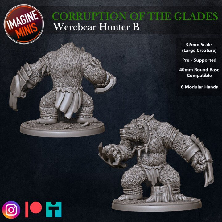 Werebear Hunter B - Unpainted Miniature