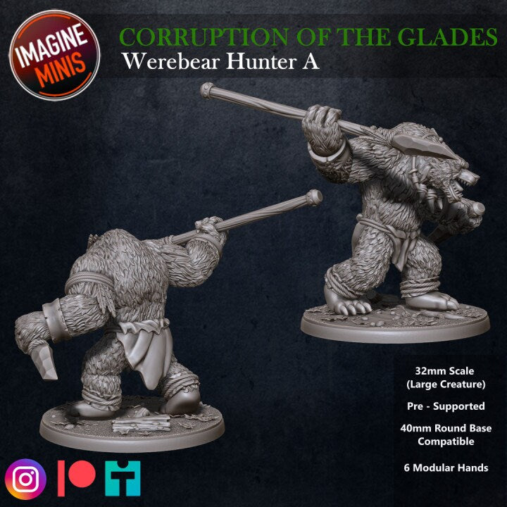 Werebear Hunter A - Unpainted Miniature