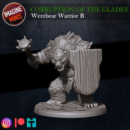 Werebear Warrior B - Unpainted Miniature