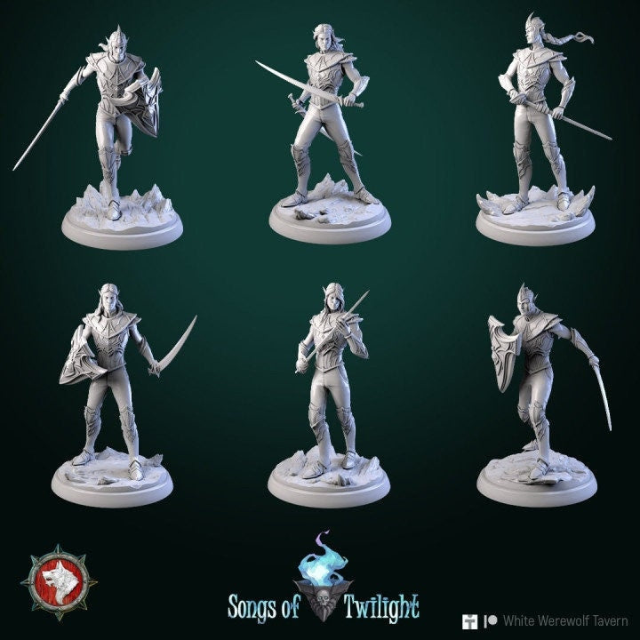 Drow Warriors - Unpainted Miniatures