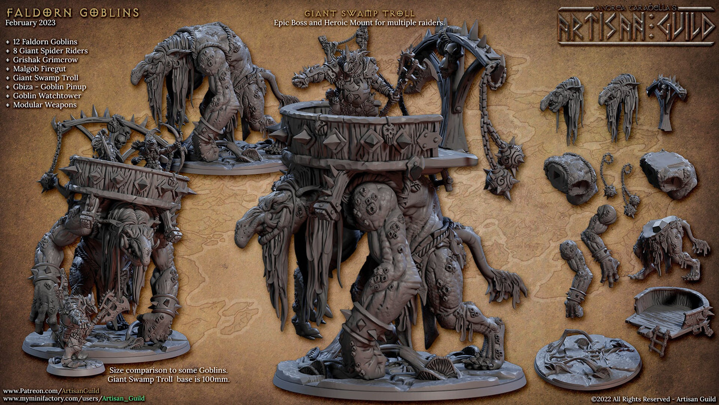 Giant Swamp Troll - Faldorn Goblin Set - Unpainted Miniature