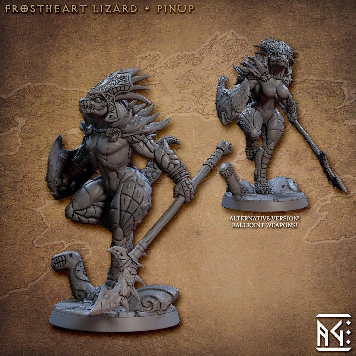 Skala - Frostheart Lizardfolk - Unpainted Miniature