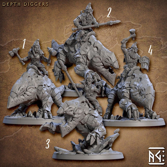 Depth Digger Riders - Gnomes of Golemmar - Unpainted Miniature