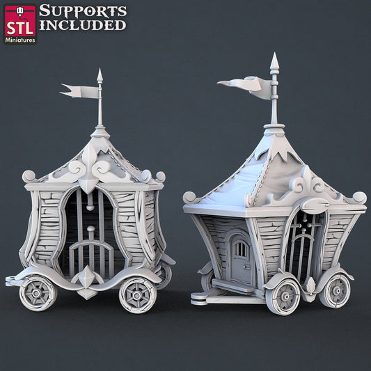 Carnival Wagon Cages - Carnival Set Vol 2 - Unpainted Miniature