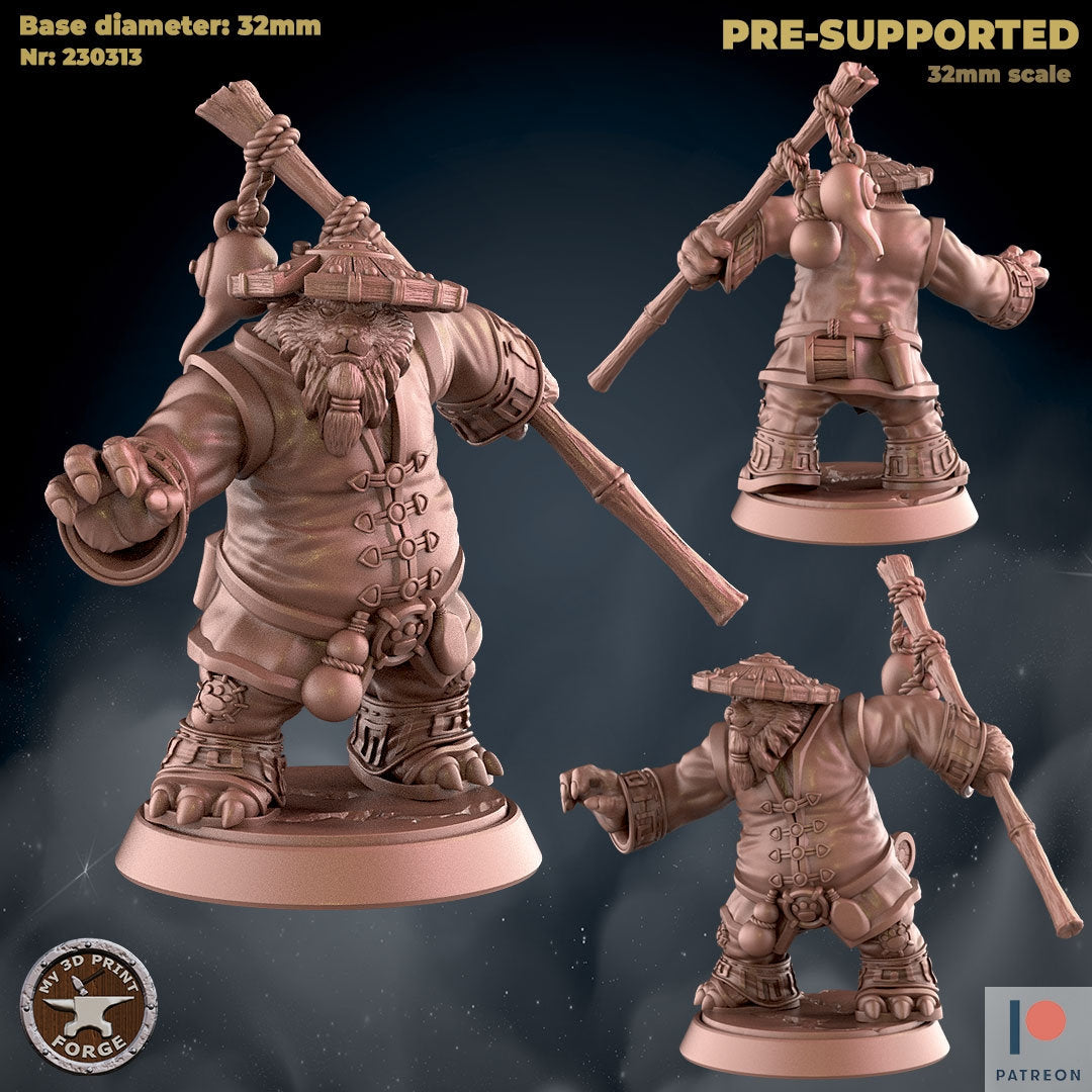 Male Panda Leader - Attacking - Unpainted Miniature