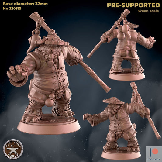 Male Panda Leader - Attacking - Unpainted Miniature