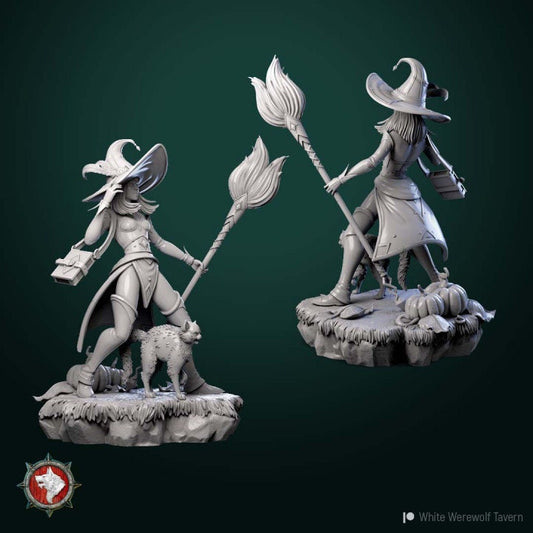 Witch with Cat - Unpainted Miniature