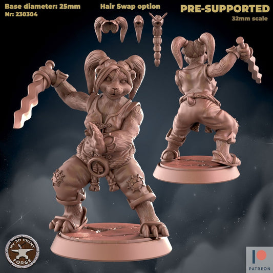 Female Panda Warrior - Unpainted Miniature