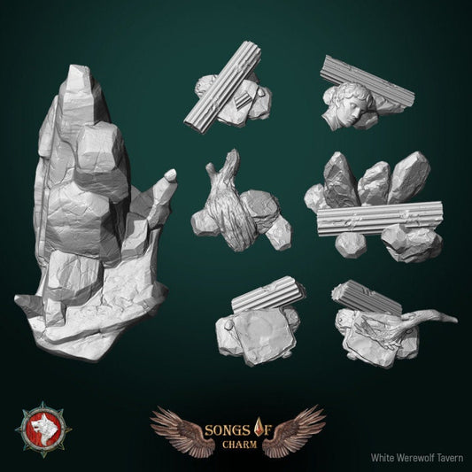 Building Rubble - Unpainted Miniature Set