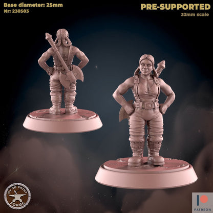 Dwarf Female - 2 Poses - Unpainted Miniature