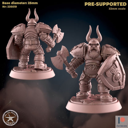 Male Dwarf Guard - 2 Poses - Unpainted Miniature