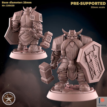 Male Dwarf Guard Captain - 2 Poses - Unpainted Miniature