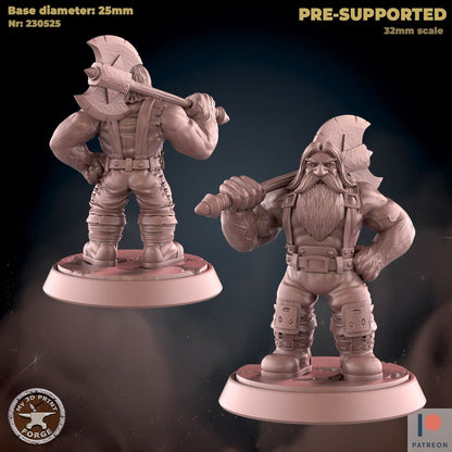 Male Dwarf Warrior - 2 Poses - Unpainted Miniature