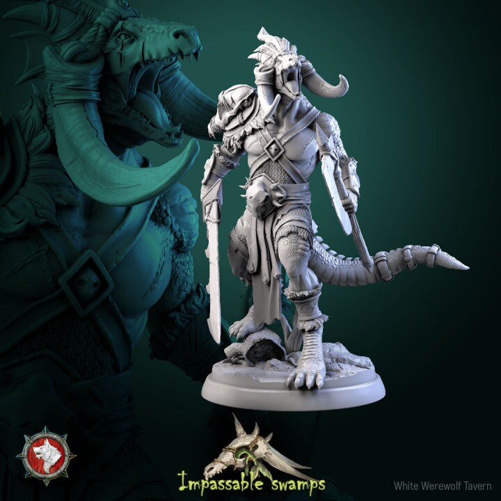 Lizardfolk Warlord - Unpainted Miniatures