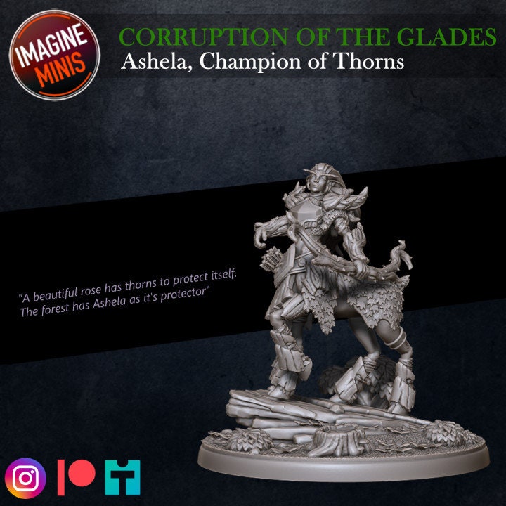 Ashela, Champion of Thorns - Forest Dryad - Unpainted Miniature