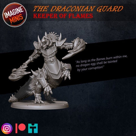 Dragonkin Flame Keeper - Unpainted Miniature