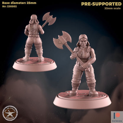 Dwarf Female - 2 Poses - Unpainted Miniature