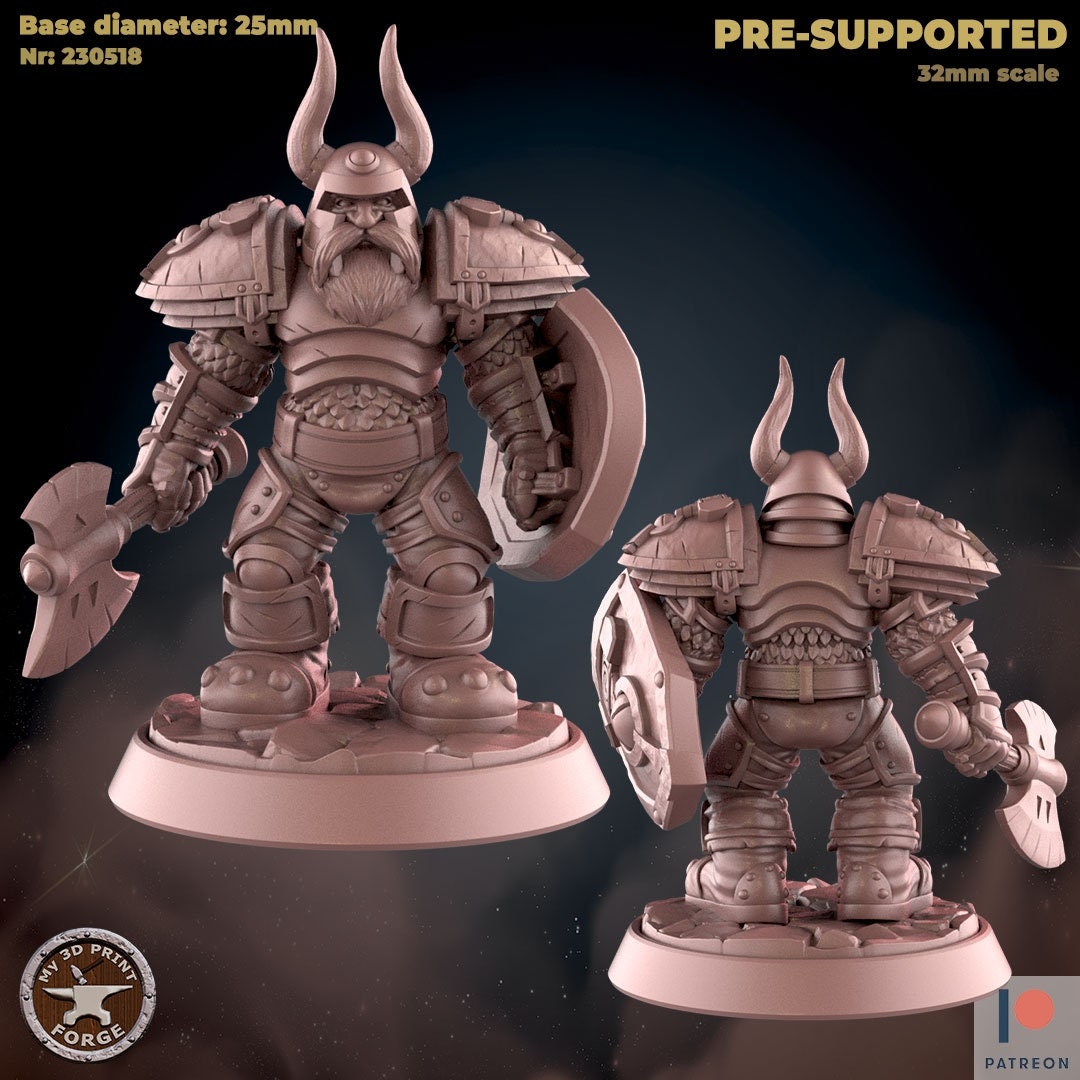 Male Dwarf Guard - 2 Poses - Unpainted Miniature