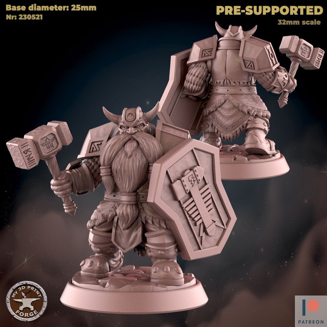 Male Dwarf Guard Captain - 2 Poses - Unpainted Miniature