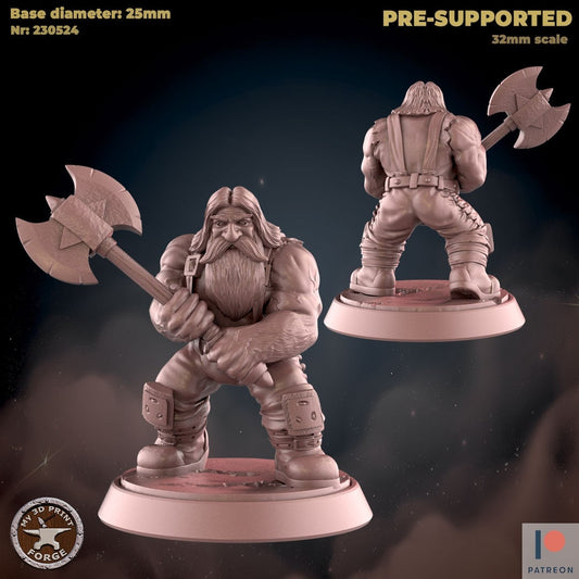 Male Dwarf Warrior - 2 Poses - Unpainted Miniature