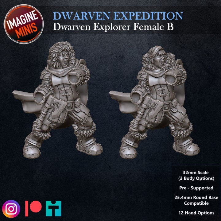 Dwarven Expedition - Female B - Unpainted Miniature