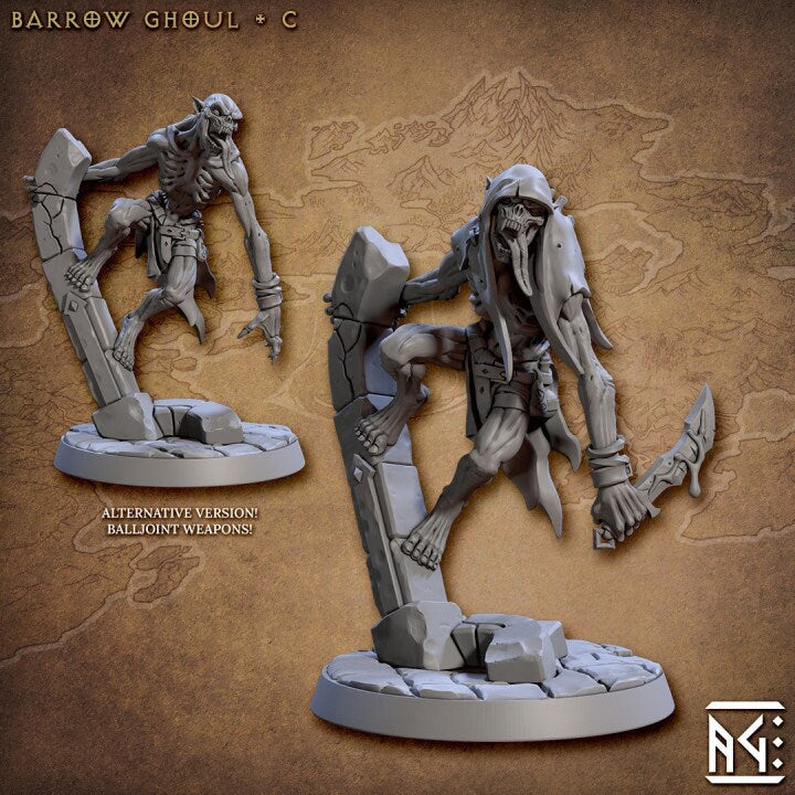 Barrow Ghoul - Pose C - Horrors of Rodburg Barrows - Unpainted Miniature