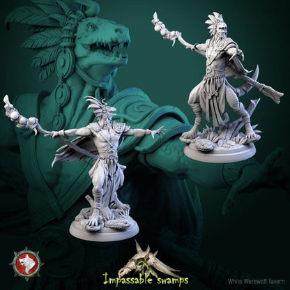 Lizardfolk Sorcerer - 2 Poses - Unpainted Miniature