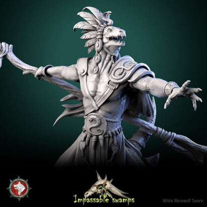 Lizardfolk Sorcerer - 2 Poses - Unpainted Miniature