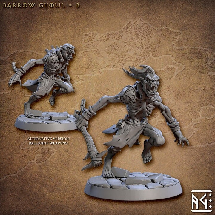 Barrow Ghoul - Pose B - Horrors of Rodburg Barrows - Unpainted Miniature