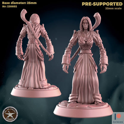 Female Undead Mage - 2 Poses - Unpainted Miniature