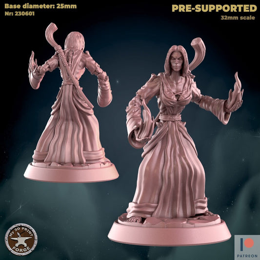 Female Undead Mage - 2 Poses - Unpainted Miniature