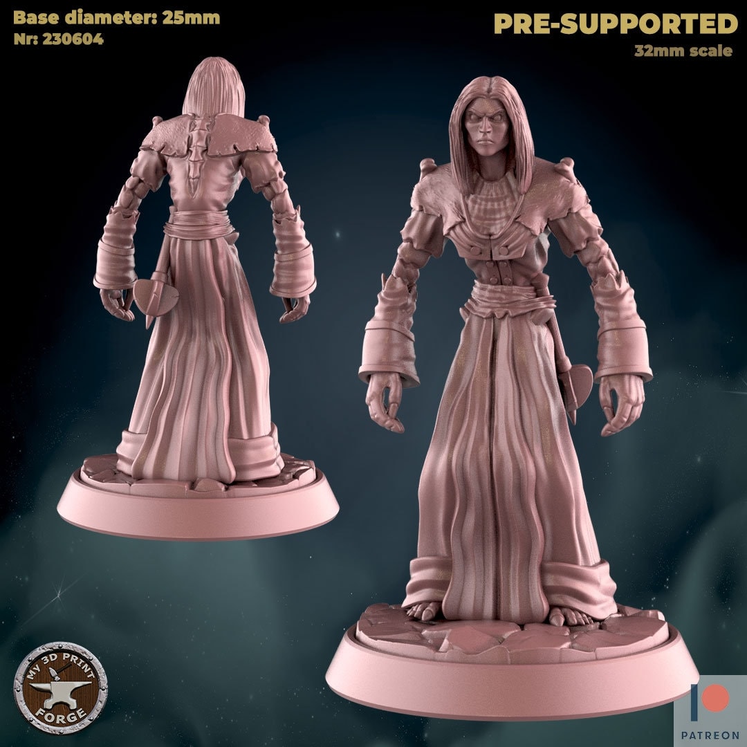 Female Undead Priest - 2 Poses - Unpainted Miniature