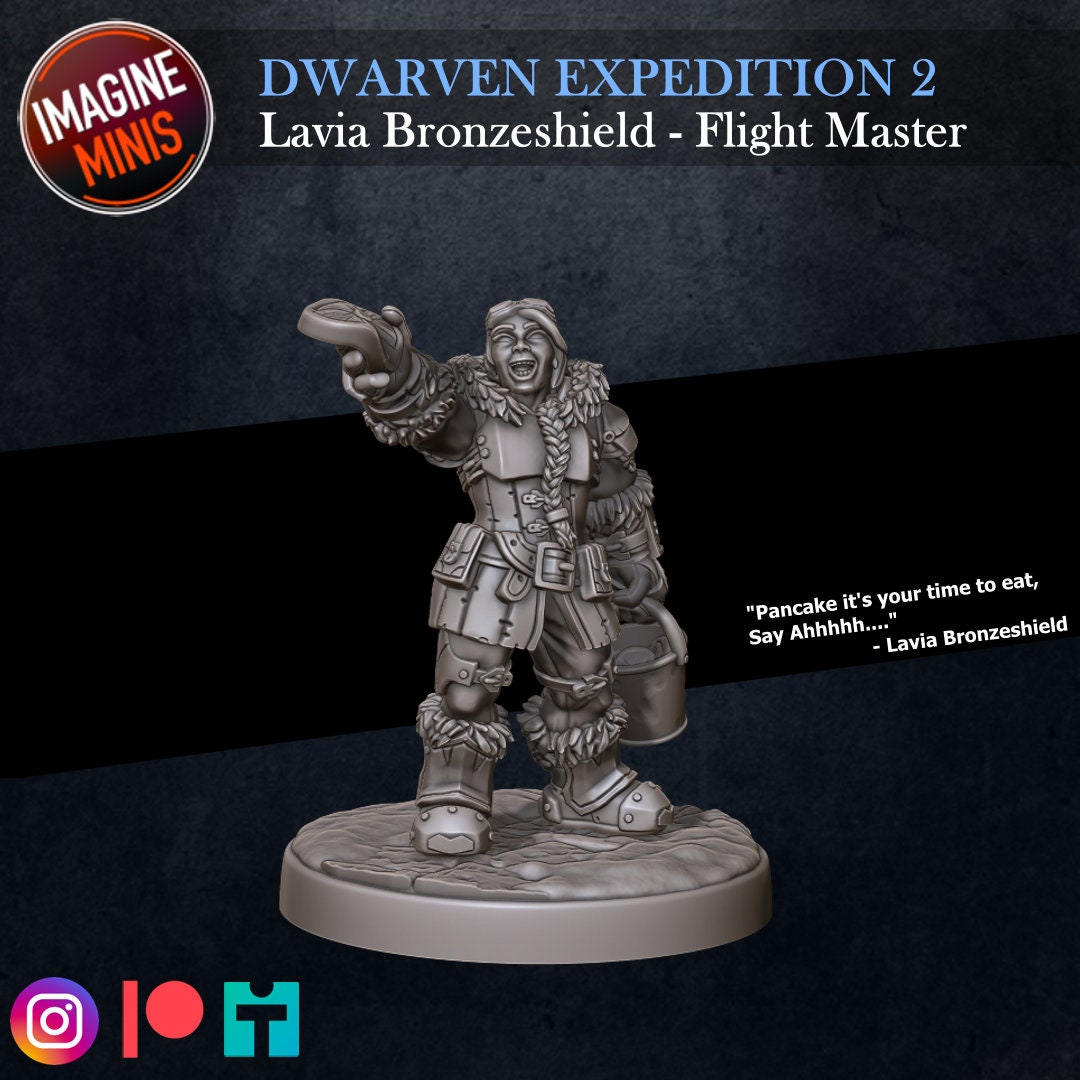 Lavia Bronzeshield - Dwarf Flight Master - Unpainted Miniature