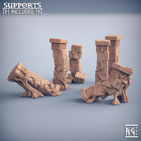 Ruined Swamp Columns - Unpainted Miniature