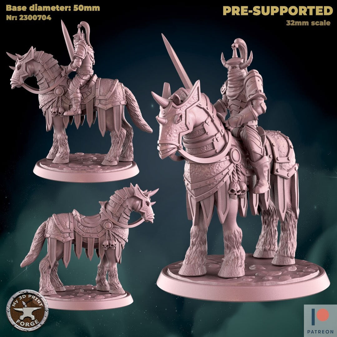 Undead Horseman - 2 Poses - Unpainted Miniature