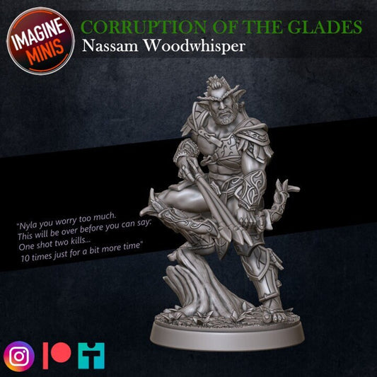 Nassam Woodwhisper - Male Elf Ranger - Unpainted Miniature