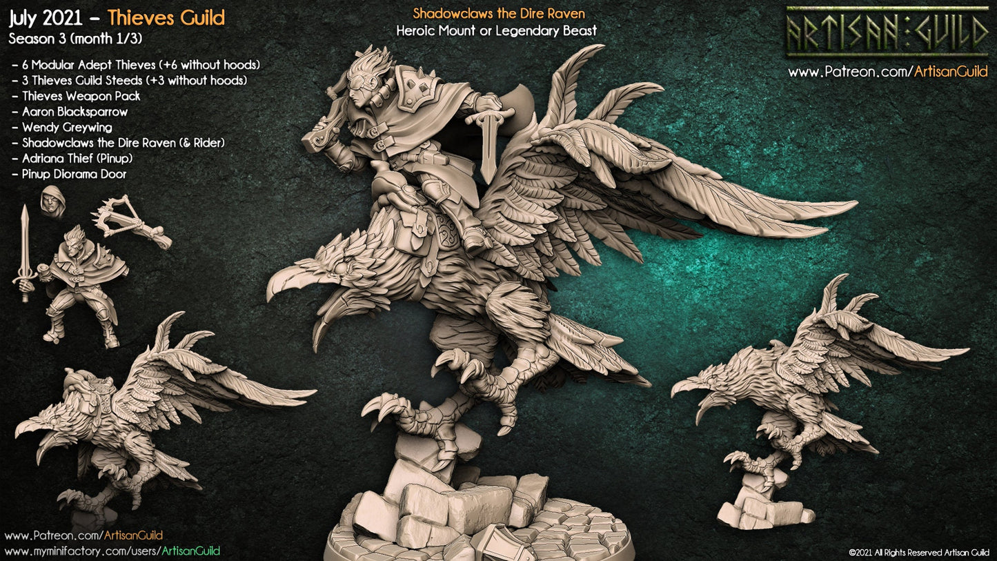 Aaron on Shadowclaws the Dire Raven - Thieves Guild Set - Unpainted Miniature