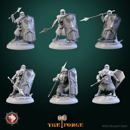 Heavily Armored Dwarves - Dwarf Guards - Unpainted Miniature