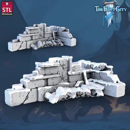 Ruined Wall Set - 7 Pieces - Unpainted Miniature