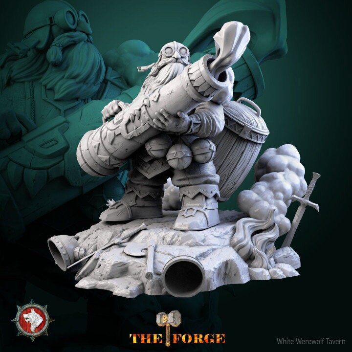 Tronk Loony Eye - Dwarf Cannoneer - Unpainted Miniature