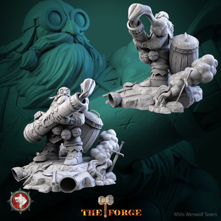 Tronk Loony Eye - Dwarf Cannoneer - Unpainted Miniature